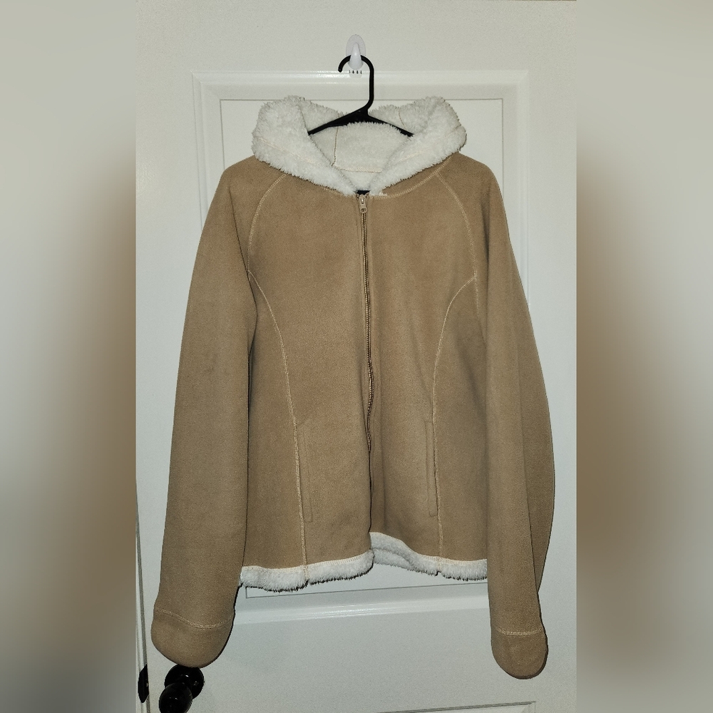 Faded Glory Women's Tan Teddy Jacket with Hood